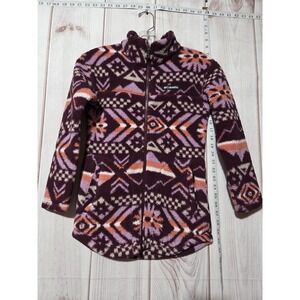 Columbia‎ Fleece Jacket Girls Medium 10/12 Purple Pink Aztec Sherpa Full Zip